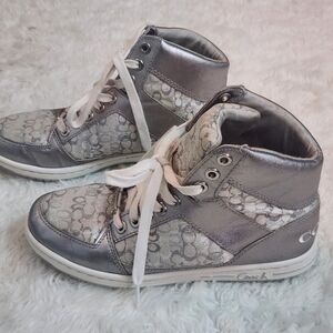 Coach NORRA Silver and White  High-Top Sneakers